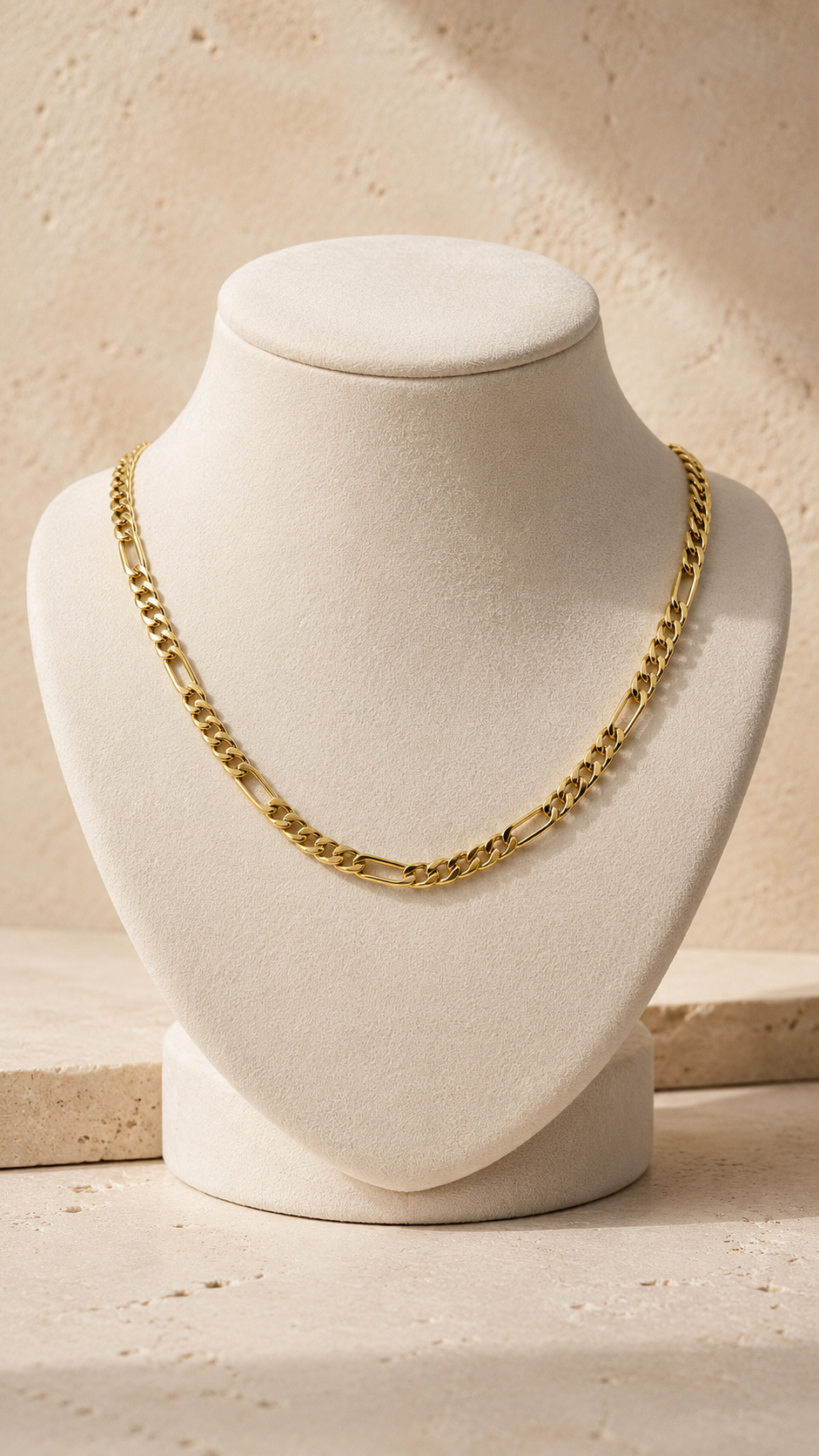 18K Solid Gold Figaro chain