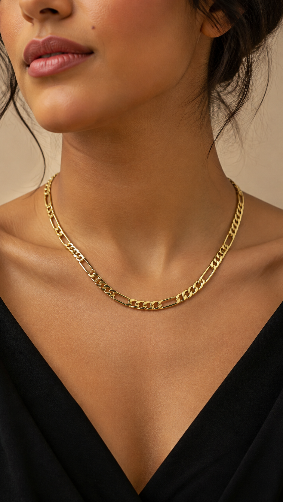 18K Solid Gold Figaro chain