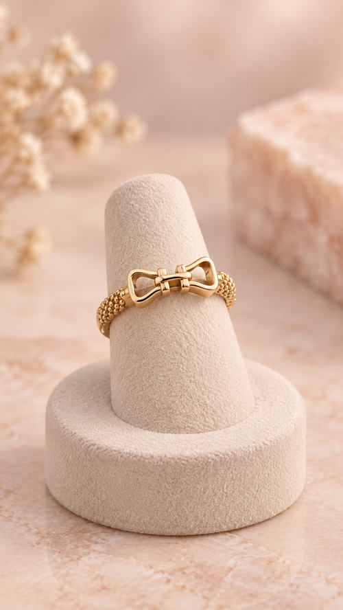 18K yellow gold belt ring, US size 7.5