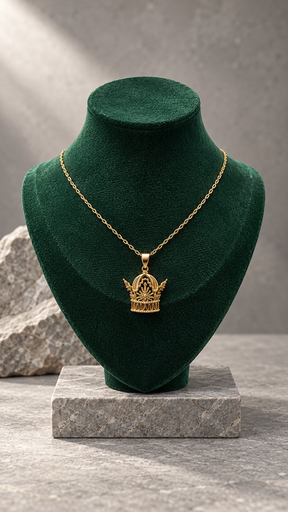 18K gold Pahlavi Crown pendant, 4.11 g, shown on a display chain (chain not included)