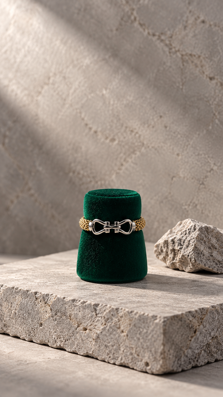 18K yellow and rose gold two-tone belt ring, US size 7.5