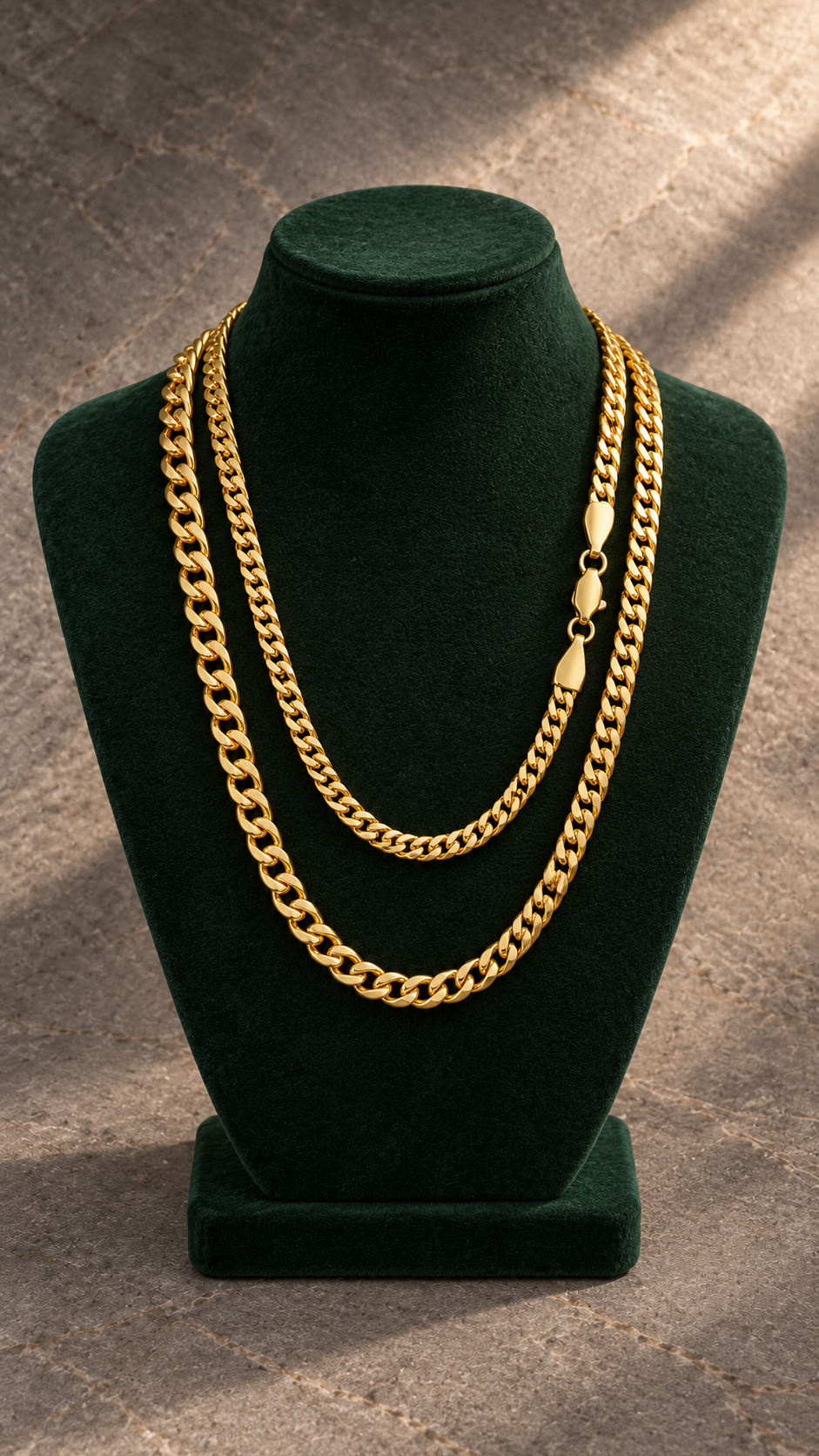 18K gold flat chain necklace, 55 cm